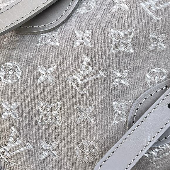 Louis Vuitton Bucket Bag Satchel Gray Satin Mini Handbag Silver Hardware Rare - Picture 13 of 13